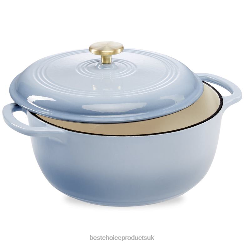 Accessory Best Choice ProductsCast-Iron Dutch Oven Kitchen Cookware w/ Enamel, Handles N62R574 Cornflower Blue