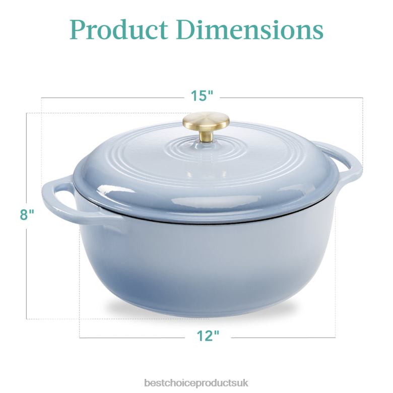 Accessory Best Choice ProductsCast-Iron Dutch Oven Kitchen Cookware w/ Enamel, Handles N62R574 Cornflower Blue