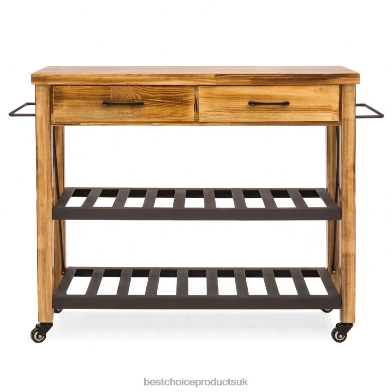 Accessory Best Choice ProductsIndustrial Kitchen Cart w/ Lockable Wheels N62R1299 Natural