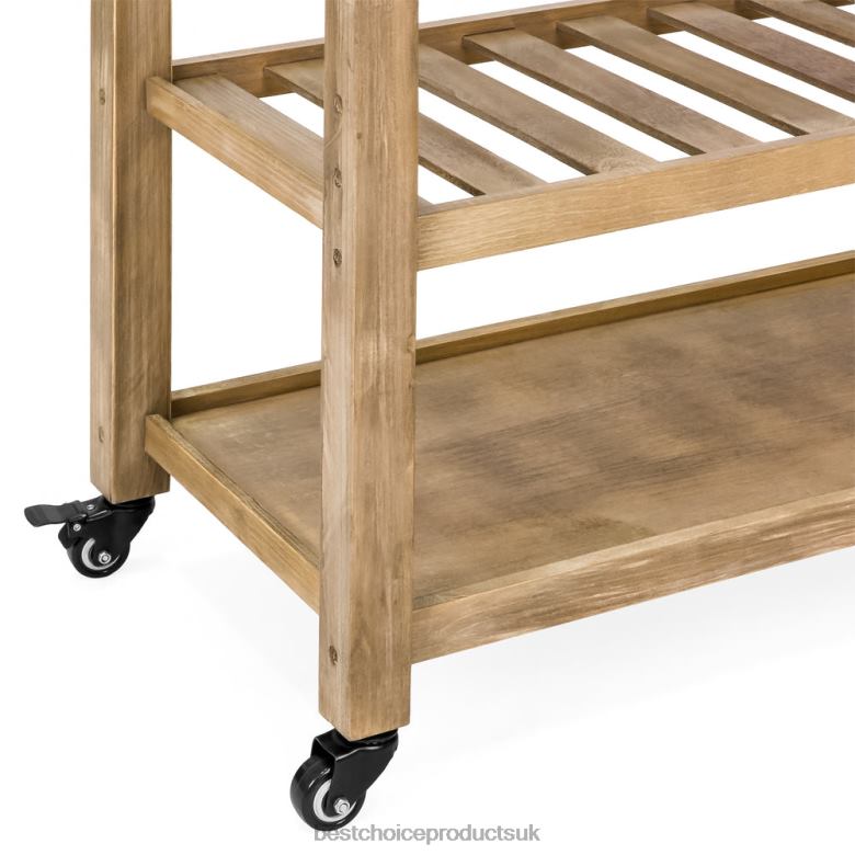 Accessory Best Choice ProductsKitchen Island Storage & Bar Cart w/ Stainless Steel Top N62R1281 Brown