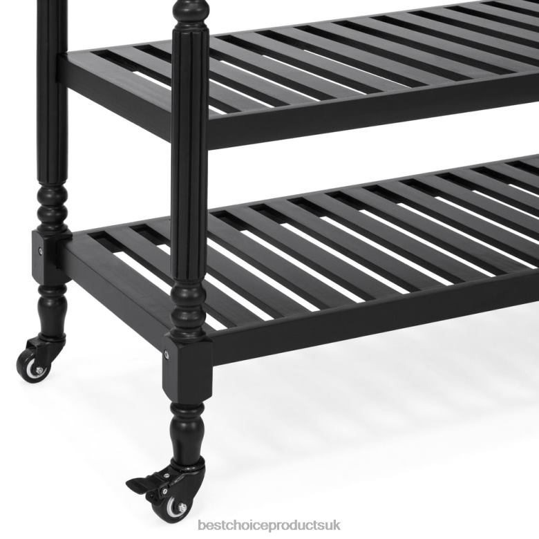 Accessory Best Choice ProductsKitchen Island Storage & Bar Cart w/ Stainless Steel Top N62R366 Black