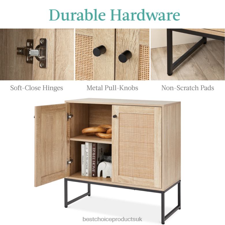 Accessory Best Choice Products2-Door Rattan Storage Cabinet Accent Furniture for Living Room w/ Foot Pads N62R1179 Natural