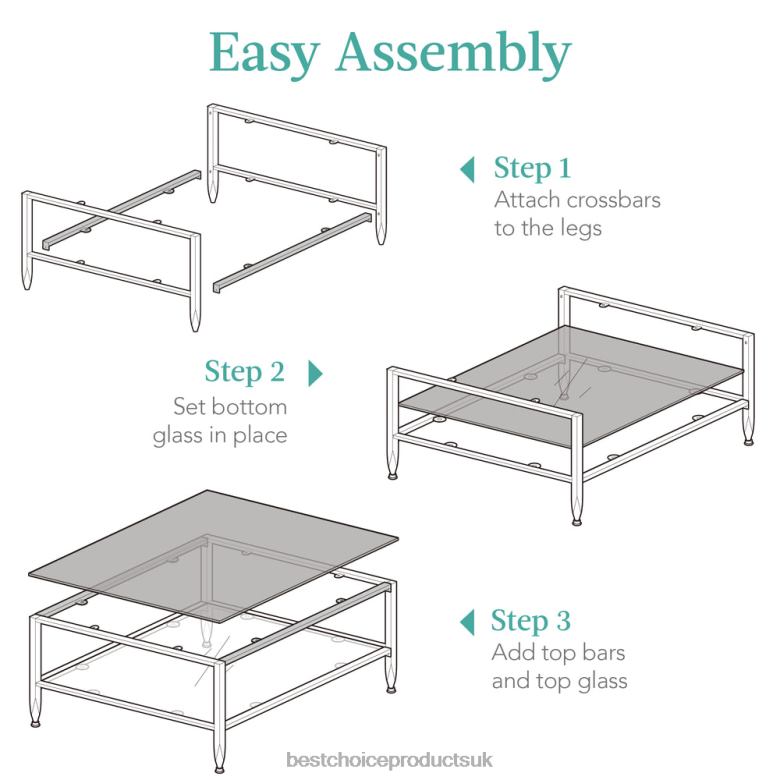 Accessory Best Choice Products2-Tier Large Square Coffee Table Living Room Accent w/ Glass Top N62R1254 Black