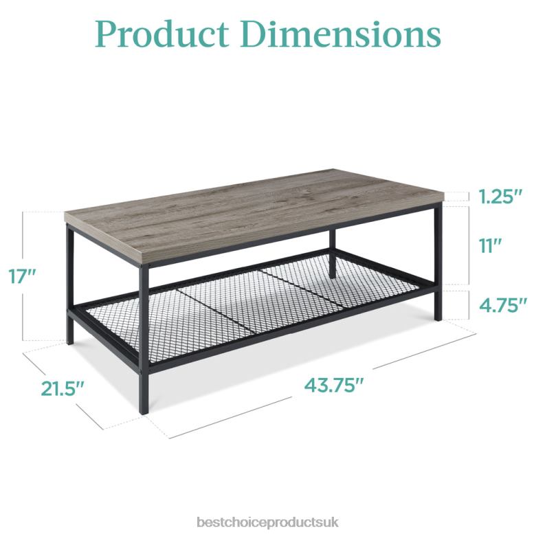 Accessory Best Choice Products2-Tier Modern Coffee Table Industrial Rectangular Accent w/ Shelf N62R738 Gray
