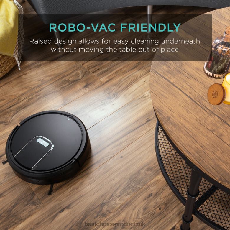 Accessory Best Choice Products2-Tier Round Industrial Wood & Steel Coffee Table, Storage Shelves N62R355 Brown