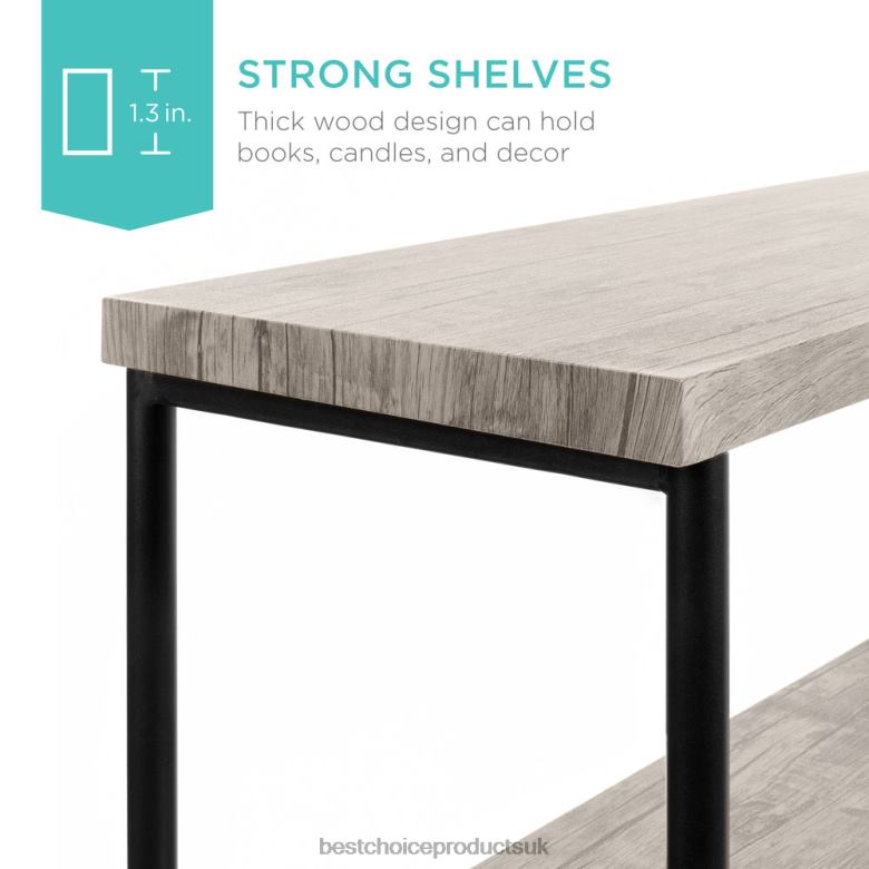 Accessory Best Choice Products5-Tier Industrial Bookshelf w/ Metal Frame, Wood Shelves N62R690 Gray