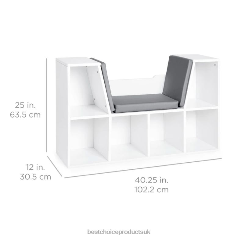 Accessory Best Choice Products6-Cubbie Kids Bookcase Furniture Accent w/ Cushioned Reading Nook N62R734 White