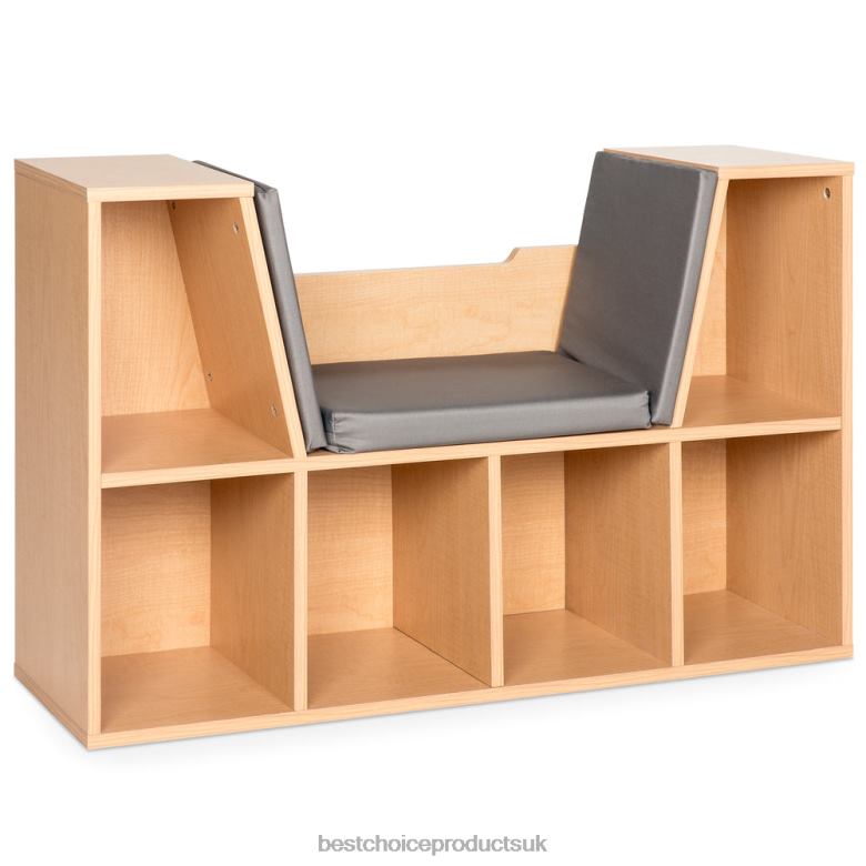 Accessory Best Choice Products6-Cubbie Kids Bookcase Furniture Accent w/ Cushioned Reading Nook N62R735 Brown