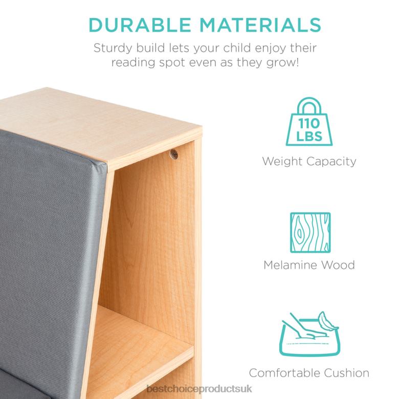 Accessory Best Choice Products6-Cubbie Kids Bookcase Furniture Accent w/ Cushioned Reading Nook N62R735 Brown