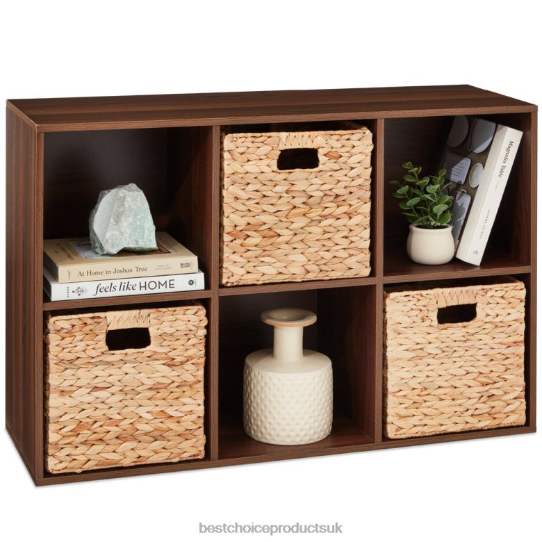 Accessory Best Choice Products6-Cube Bookshelf, 11in Storage Display w/ Removable Panels, Customizable N62R375 Walnut