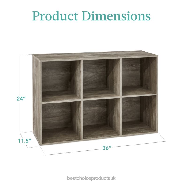 Accessory Best Choice Products6-Cube Bookshelf, 11in Storage Display w/ Removable Panels, Customizable N62R379 Greige