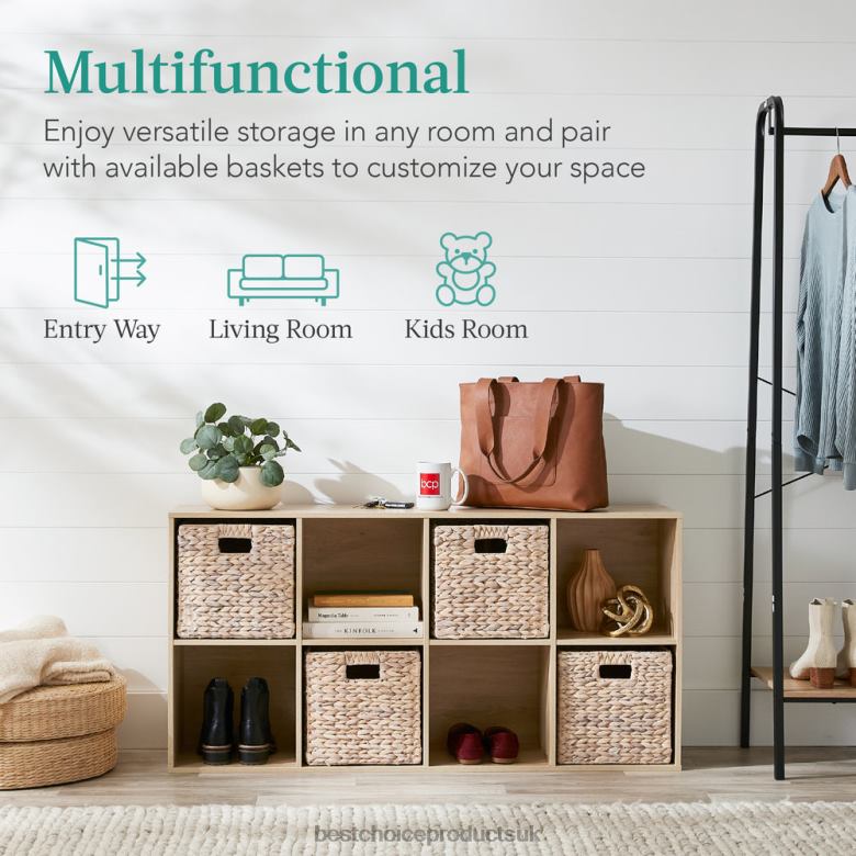 Accessory Best Choice Products8-Cube Bookshelf, 11in Storage Display w/ Removable Panels, Customizable N62R381 Light Oak