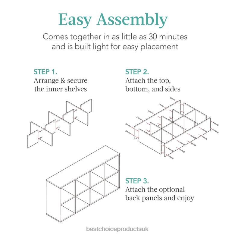 Accessory Best Choice Products8-Cube Bookshelf, 11in Storage Display w/ Removable Panels, Customizable N62R381 Light Oak