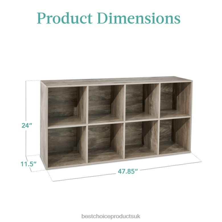Accessory Best Choice Products8-Cube Bookshelf, 11in Storage Display w/ Removable Panels, Customizable N62R382 Greige