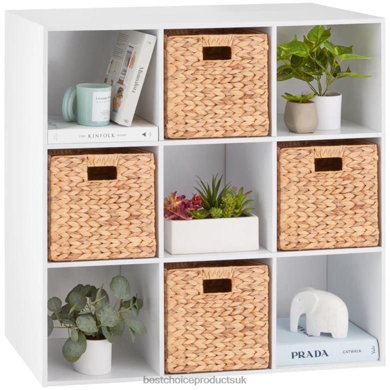 Accessory Best Choice Products9-Cube Bookshelf Storage Display w/ 3 Removable Panels, Customizable Design N62R616 White