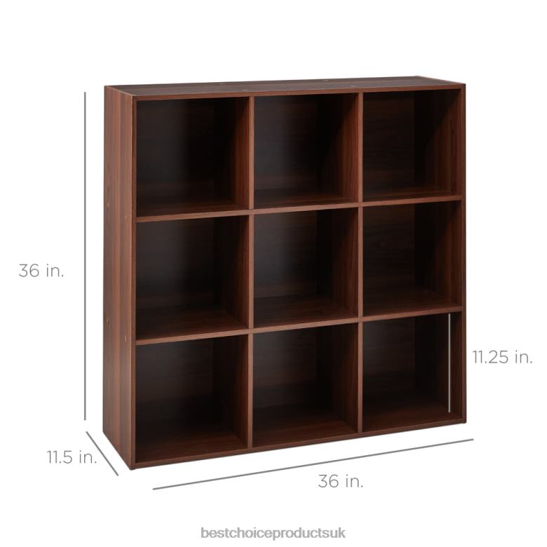 Accessory Best Choice Products9-Cube Bookshelf Storage Display w/ 3 Removable Panels, Customizable Design N62R618 Walnut