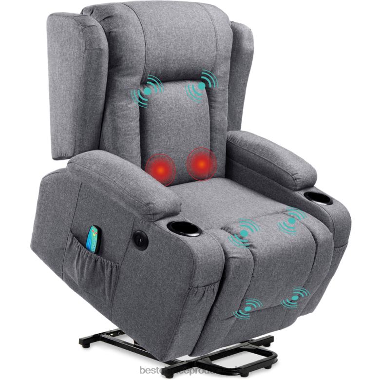 Accessory Best Choice ProductsElectric Power Lift Recliner Massage Chair w/ Heat, USB Port, Cupholders N62R334 Gray