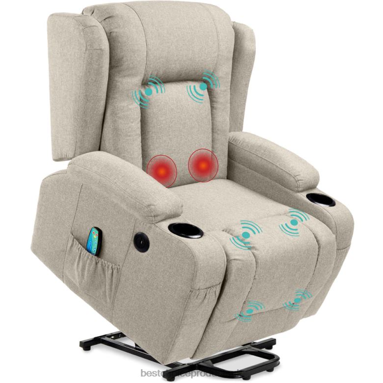 Accessory Best Choice ProductsElectric Power Lift Recliner Massage Chair w/ Heat, USB Port, Cupholders N62R336 Greige