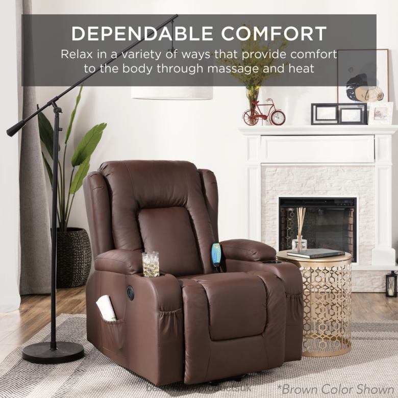 Accessory Best Choice ProductsElectric Power Lift Recliner Massage Chair w/ Heat, USB Port, Cupholders N62R339 Burgundy