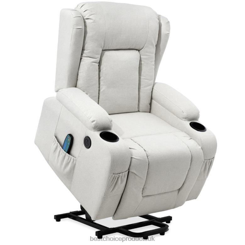 Accessory Best Choice ProductsElectric Power Lift Recliner Massage Chair w/ Heat, USB Port, Cupholders N62R341 Ivory