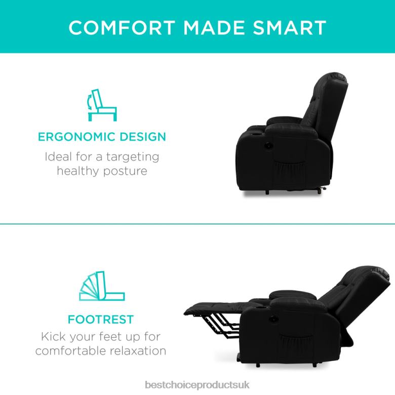 Accessory Best Choice ProductsElectric Power Lift Recliner Massage Chair w/ Heat, USB Port, Cupholders N62R620 Black