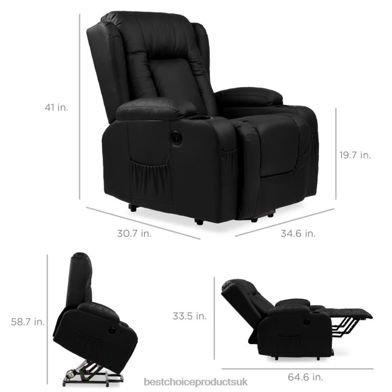 Accessory Best Choice ProductsElectric Power Lift Recliner Massage Chair w/ Heat, USB Port, Cupholders N62R620 Black
