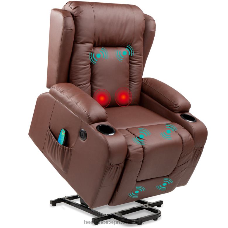 Accessory Best Choice ProductsElectric Power Lift Recliner Massage Chair w/ Heat, USB Port, Cupholders N62R621 Brown