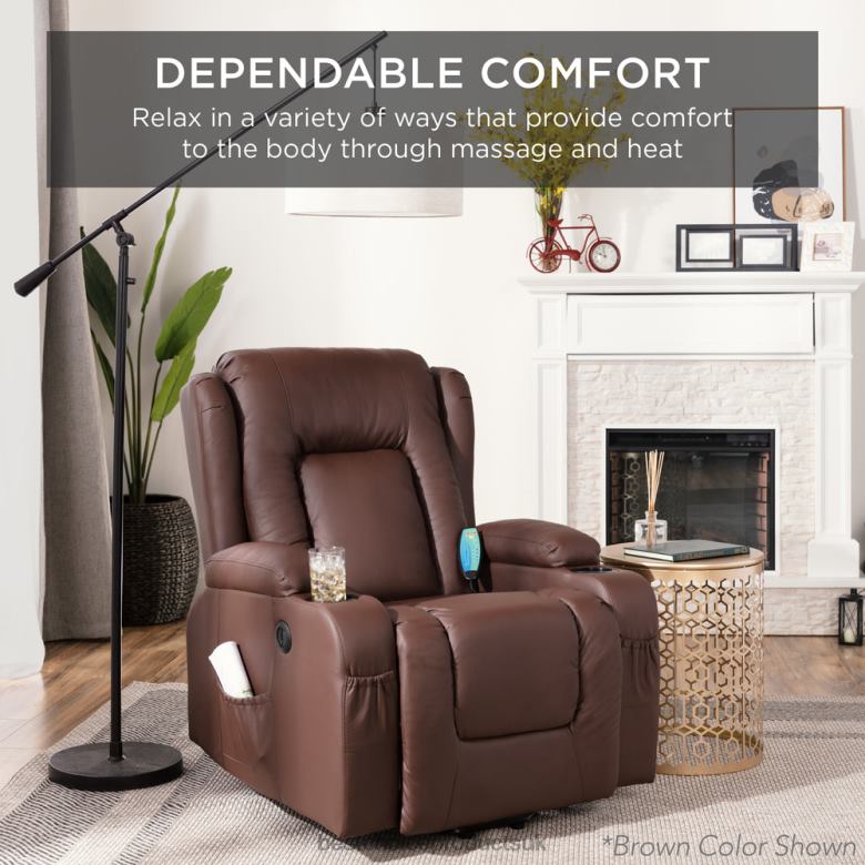 Accessory Best Choice ProductsElectric Power Lift Recliner Massage Chair w/ Heat, USB Port, Cupholders N62R623 Olive