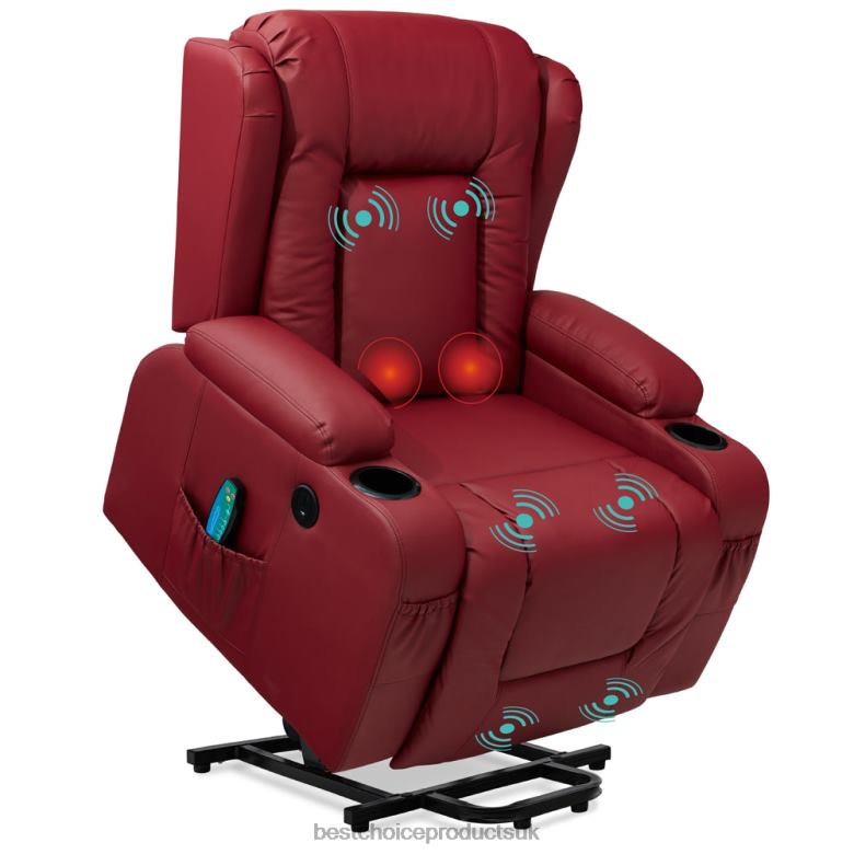 Accessory Best Choice ProductsElectric Power Lift Recliner Massage Chair w/ Heat, USB Port, Cupholders N62R624 Red
