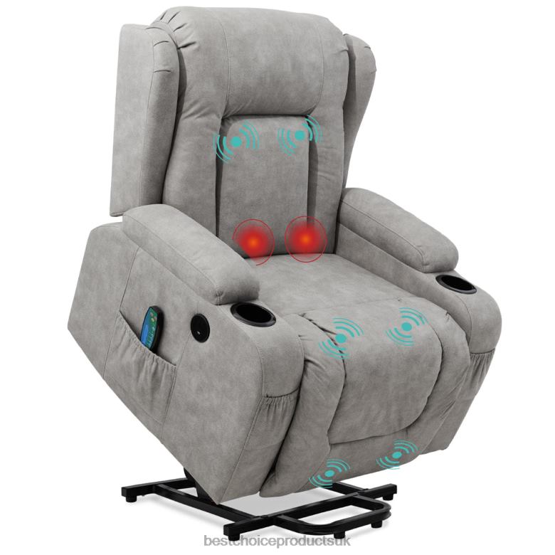 Accessory Best Choice ProductsElectric Power Lift Recliner Massage Chair w/ Heat, USB Port, Cupholders N62R625 Gray