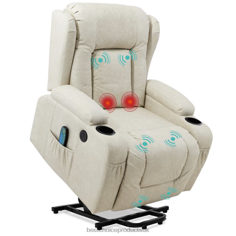 Accessory Best Choice ProductsElectric Power Lift Recliner Massage Chair w/ Heat, USB Port, Cupholders N62R626 Beige