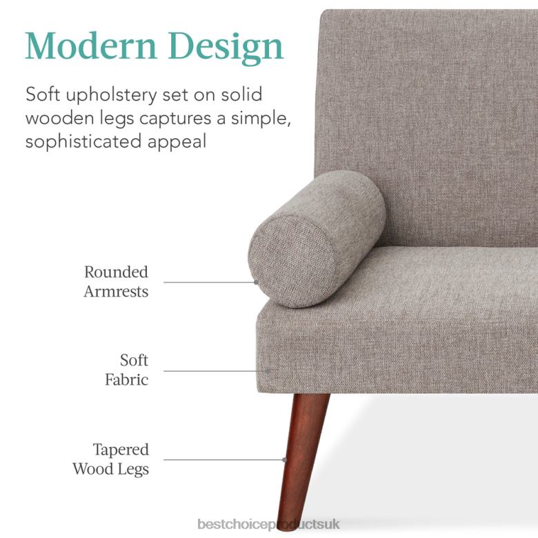 Accessory Best Choice ProductsFabric Upholstered Convertible Futon w/ Rounded Armrests, 2 Cupholders N62R686 Gray