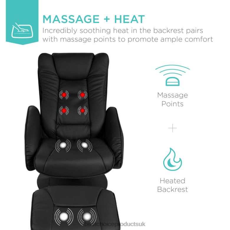 Accessory Best Choice ProductsFaux Leather Electric Massage Recliner Chair w/ Stool Ottoman, Remote N62R358 Black