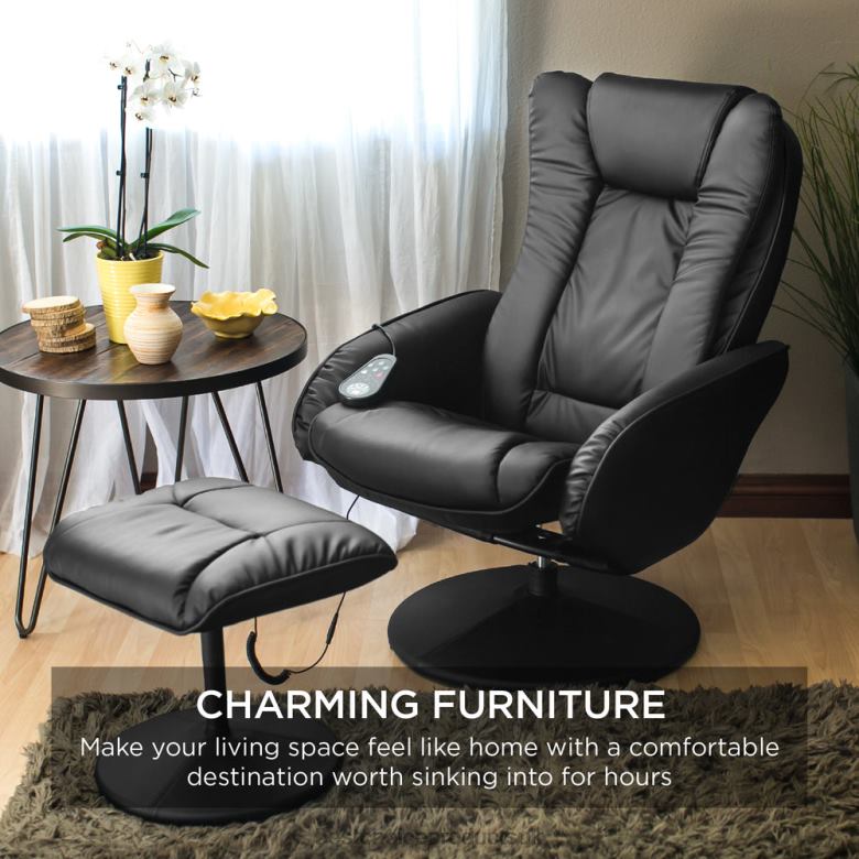 Accessory Best Choice ProductsFaux Leather Electric Massage Recliner Chair w/ Stool Ottoman, Remote N62R358 Black
