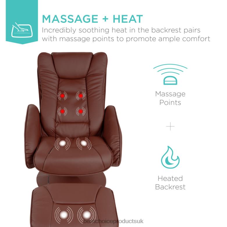 Accessory Best Choice ProductsFaux Leather Electric Massage Recliner Chair w/ Stool Ottoman, Remote N62R359 Brown