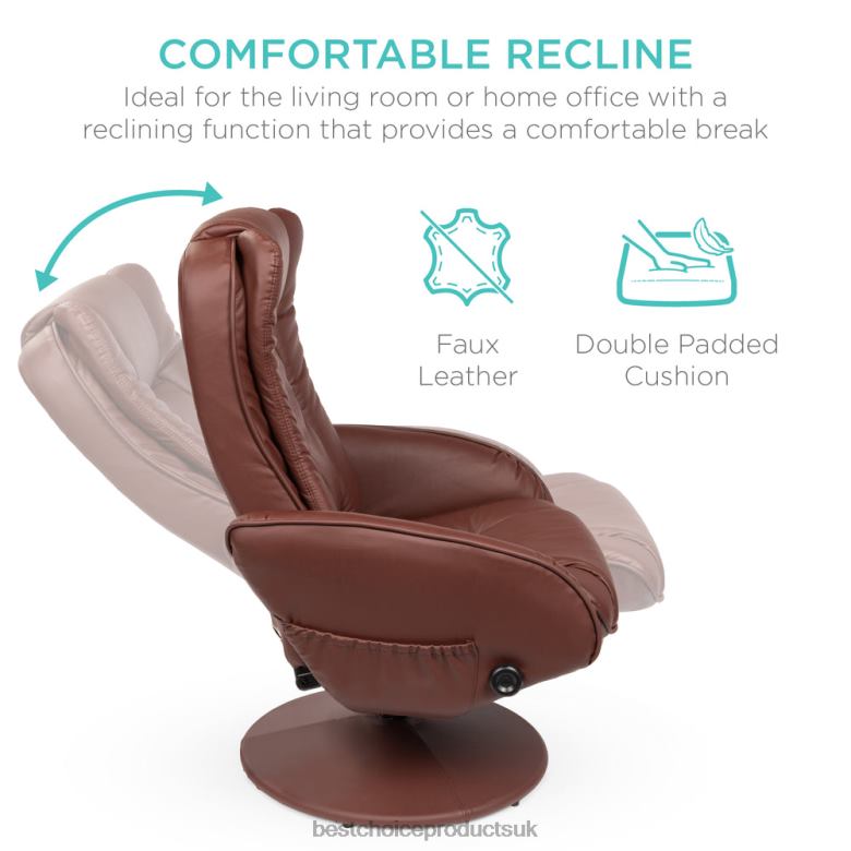 Accessory Best Choice ProductsFaux Leather Electric Massage Recliner Chair w/ Stool Ottoman, Remote N62R359 Brown
