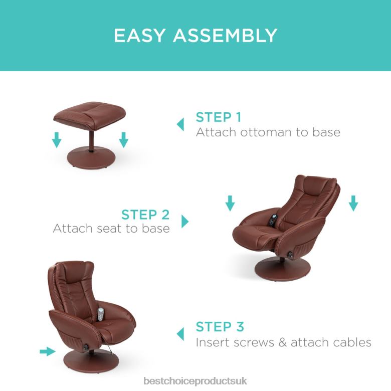 Accessory Best Choice ProductsFaux Leather Electric Massage Recliner Chair w/ Stool Ottoman, Remote N62R359 Brown