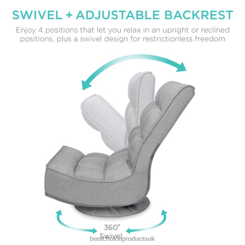Accessory Best Choice ProductsFolding Floor Gaming Chair w/ 360-Degree Swivel, 4 Adjustable Positions N62R1208 Gray