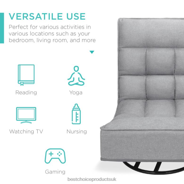 Accessory Best Choice ProductsFolding Floor Gaming Chair w/ 360-Degree Swivel, 4 Adjustable Positions N62R1208 Gray