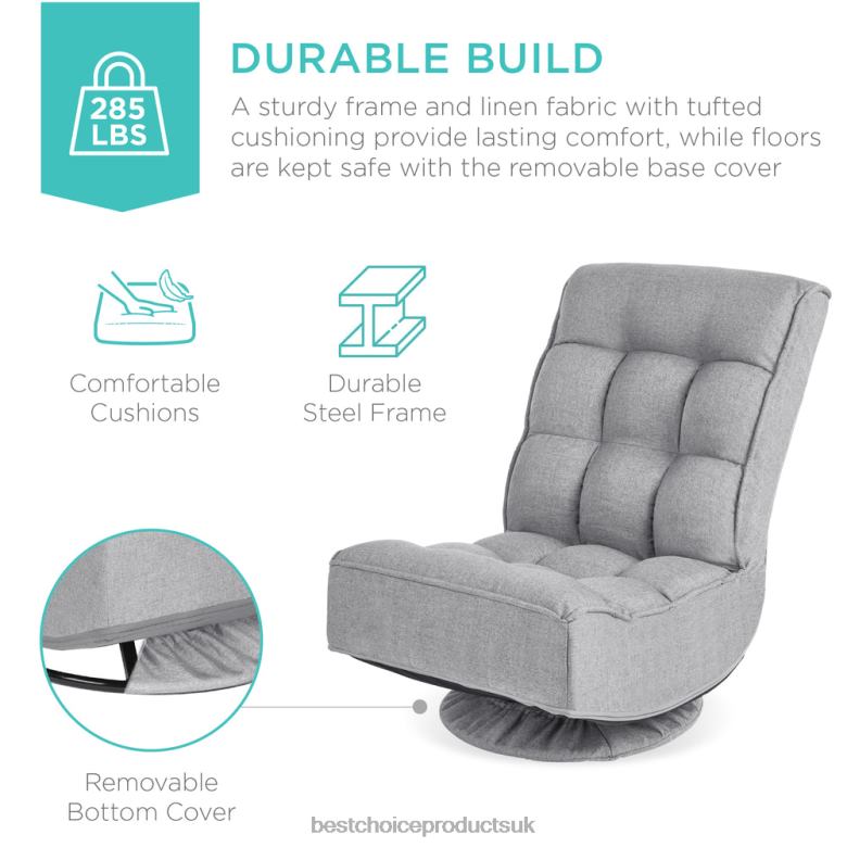 Accessory Best Choice ProductsFolding Floor Gaming Chair w/ 360-Degree Swivel, 4 Adjustable Positions N62R1208 Gray