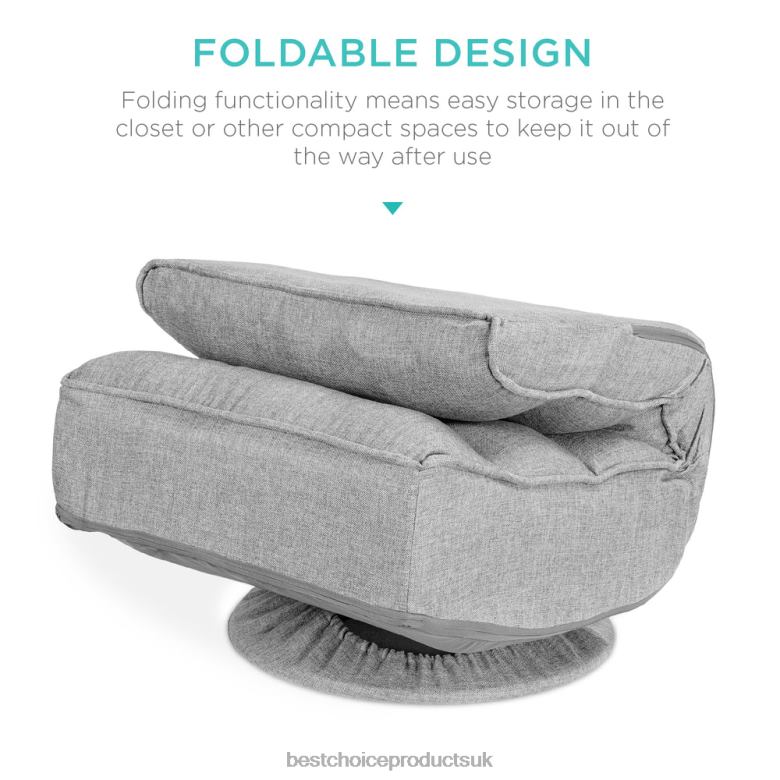 Accessory Best Choice ProductsFolding Floor Gaming Chair w/ 360-Degree Swivel, 4 Adjustable Positions N62R1208 Gray