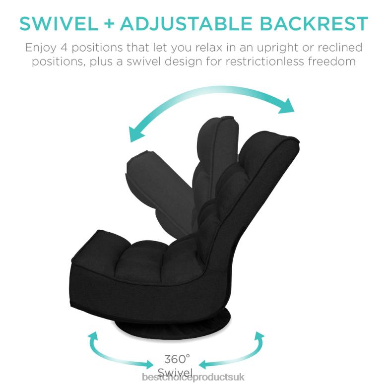 Accessory Best Choice ProductsFolding Floor Gaming Chair w/ 360-Degree Swivel, 4 Adjustable Positions N62R1209 Black