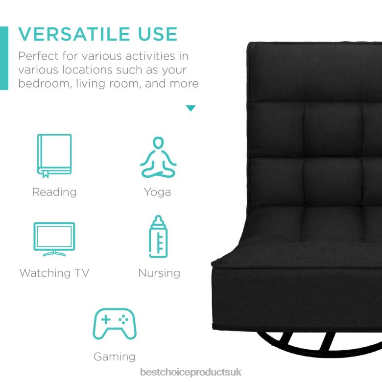 Accessory Best Choice ProductsFolding Floor Gaming Chair w/ 360-Degree Swivel, 4 Adjustable Positions N62R1209 Black