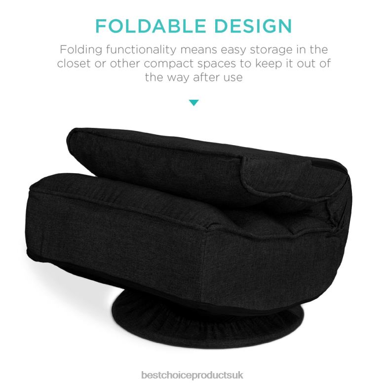 Accessory Best Choice ProductsFolding Floor Gaming Chair w/ 360-Degree Swivel, 4 Adjustable Positions N62R1209 Black