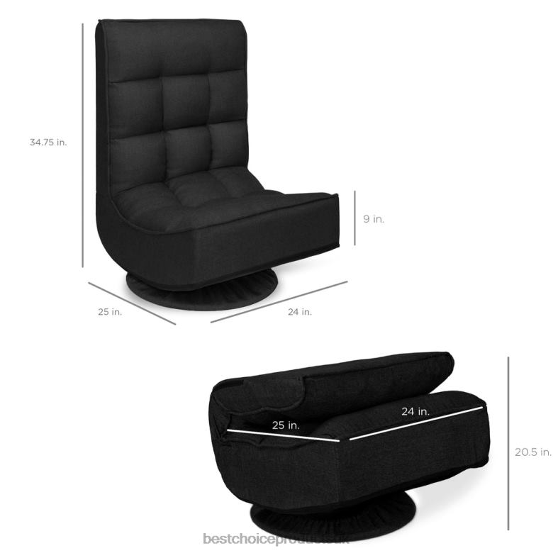 Accessory Best Choice ProductsFolding Floor Gaming Chair w/ 360-Degree Swivel, 4 Adjustable Positions N62R1209 Black