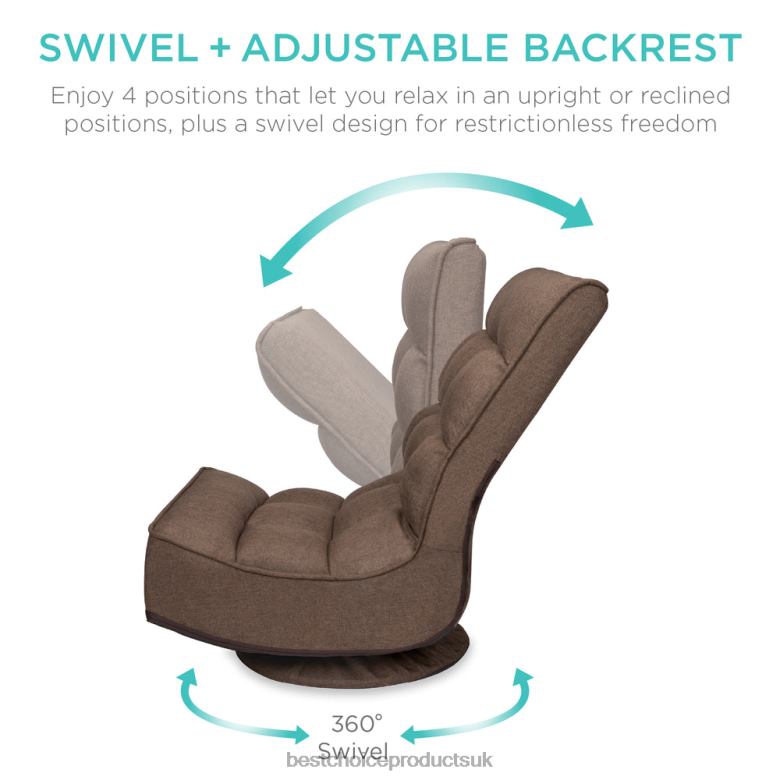 Accessory Best Choice ProductsFolding Floor Gaming Chair w/ 360-Degree Swivel, 4 Adjustable Positions N62R1210 Coffee