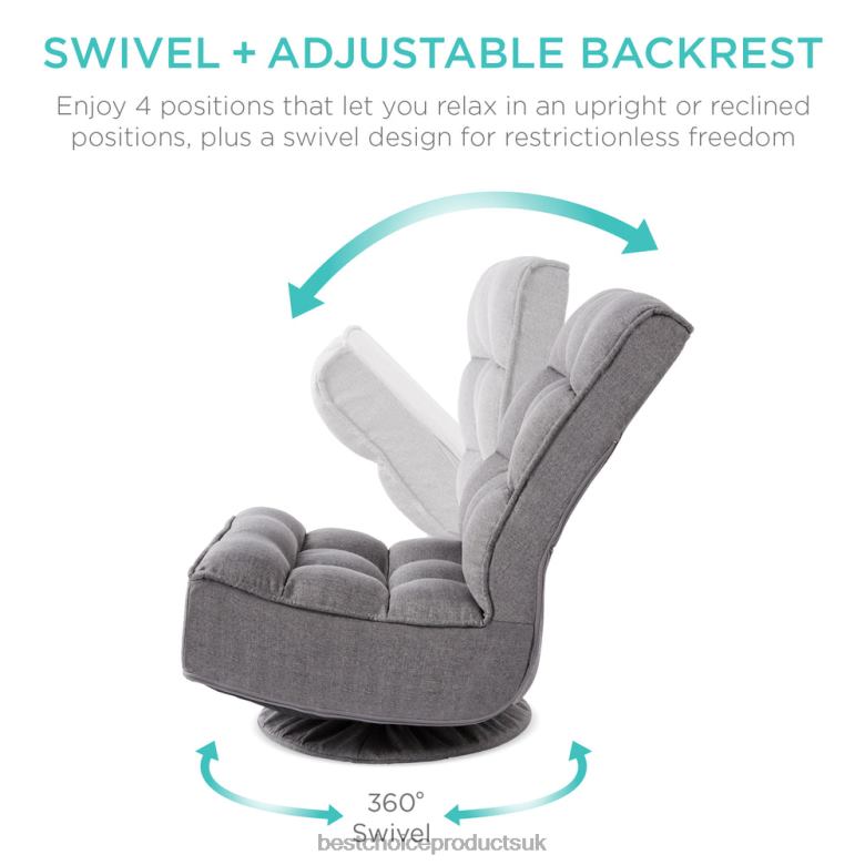 Accessory Best Choice ProductsFolding Floor Gaming Chair w/ 360-Degree Swivel, 4 Adjustable Positions N62R1212 Dark Gray