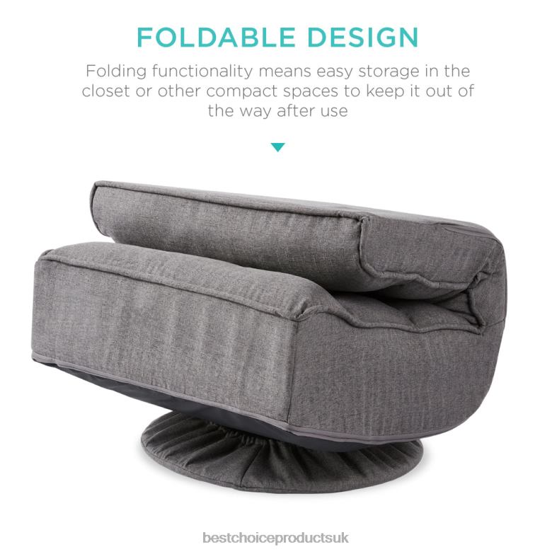 Accessory Best Choice ProductsFolding Floor Gaming Chair w/ 360-Degree Swivel, 4 Adjustable Positions N62R1212 Dark Gray