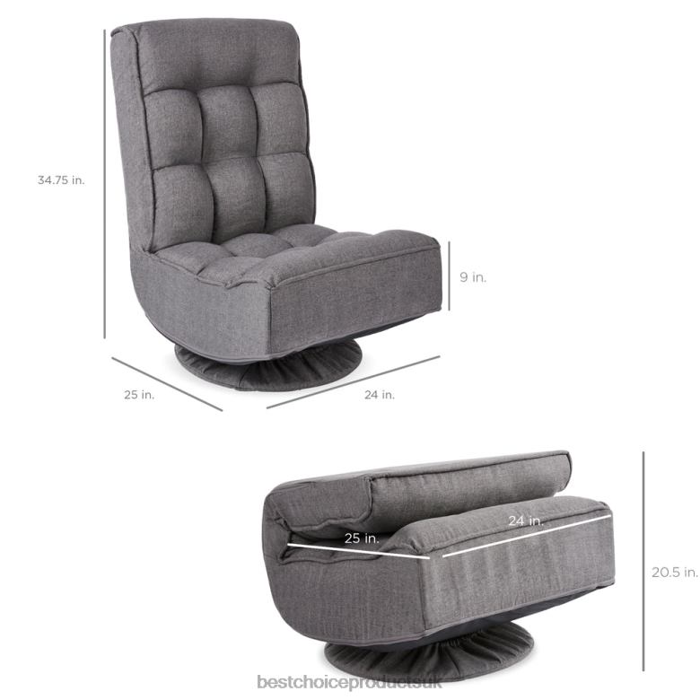 Accessory Best Choice ProductsFolding Floor Gaming Chair w/ 360-Degree Swivel, 4 Adjustable Positions N62R1212 Dark Gray