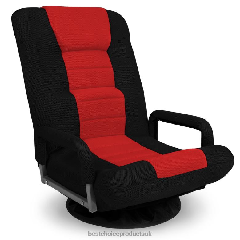 Accessory Best Choice ProductsGaming Floor Chair w/ 360-Degree Swivel, Armrest, Adjustable Backrest N62R1165 Black/Red